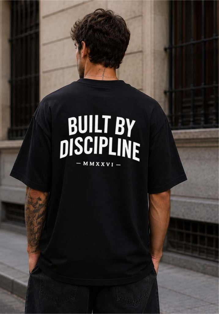 BUILT BY DISCIPLINE — Oversized Tee / Washed Black