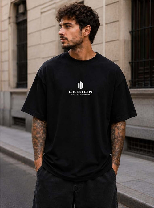 BUILT BY DISCIPLINE — Oversized Tee / Washed Black